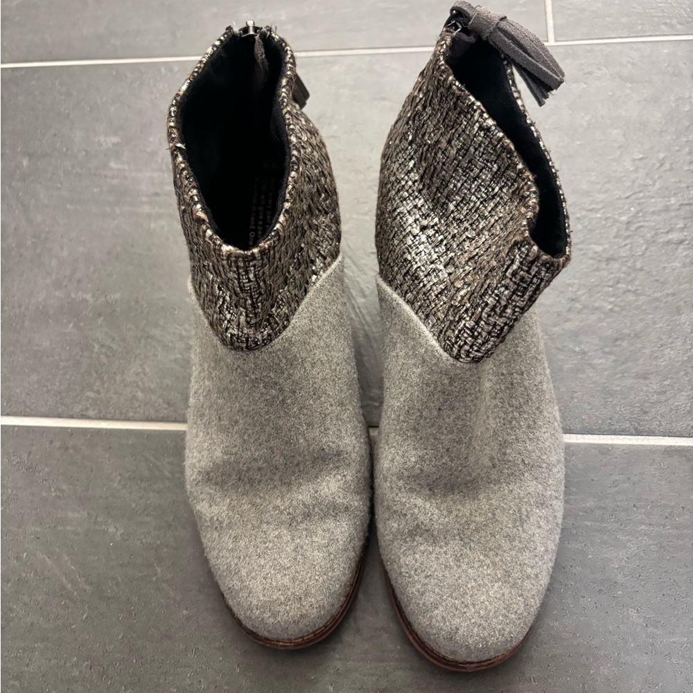Toms Gray and Silver Women's Ankle Boots